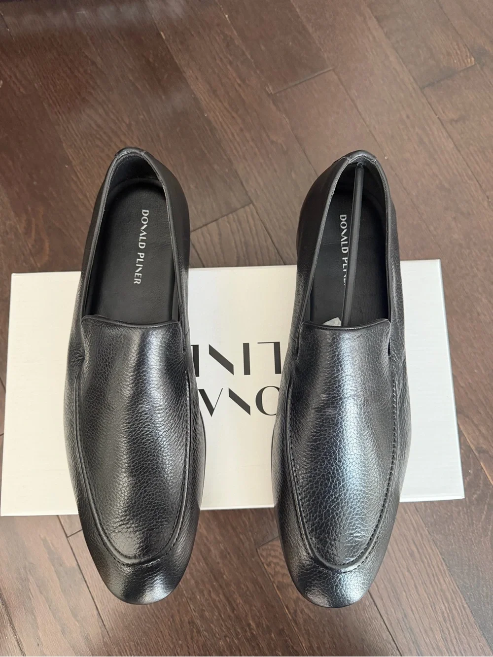 Donald J. Pliner Men's Black Pebbled Leather Slip-On Loafers